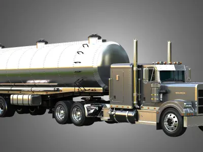 57P Truck with Tanker Trailer 3D model
