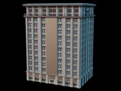 Apartment Low Poly tall building Low-poly 3D model