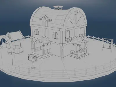 Stylized House Environment Texture  Low-poly 3D model