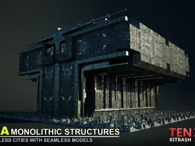 MEGA MONOLITHIC STRUCTURES SCI-FI KITBASH 3D model