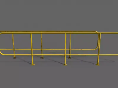 PBR Pedestrian Guard Rail Yellow V5 Low-poly 3D model