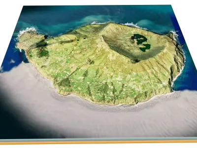 Corvo Island 3d model terrain Low-poly 3D model