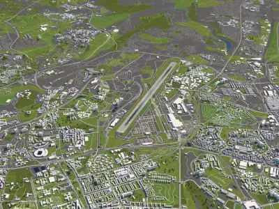 Lisbon Portugal 50x50km 3D City Map 3D model