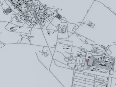 Pripyat - Chernobyl Nuclear Power Plant Road Network Buildings Low-poly 3D model