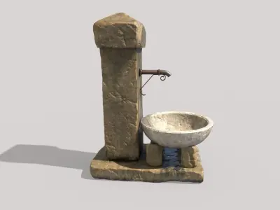 Old Stone Fountain Low-poly 3D model