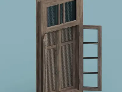 Wood Window Low-poly 3D model