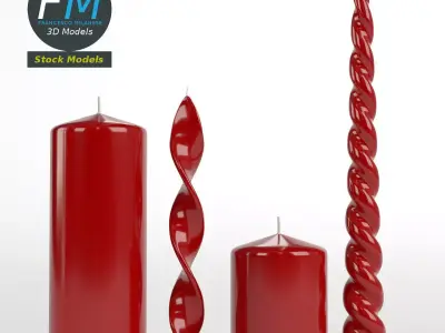 Red candles 3D model