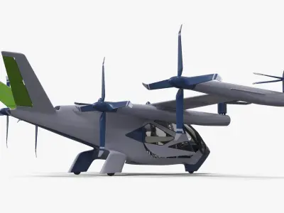  Hyundai S-A2 eVTOL Aircraft Urban Mobility Concept Light On White Rigged for Cinema 4D 