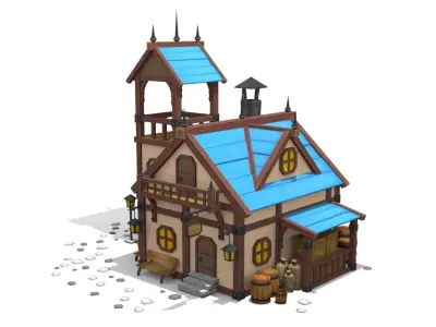 cartoon house Low-poly 3D model 15