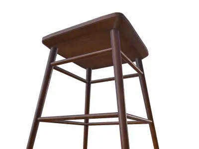  Old Wooden Stool 2 Low-poly PBR 