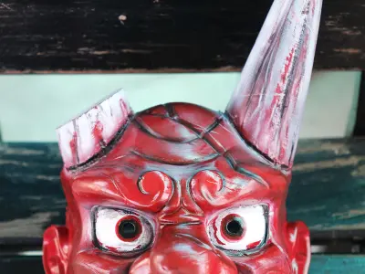 Street Fighter 6 Akuma Mask - Oni Hannya Samurai Ghost Mask 3D print model