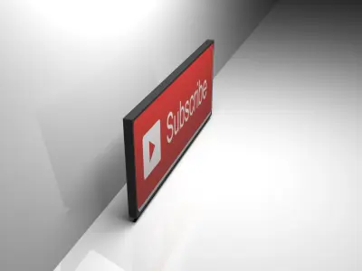 Subscribe 3D Model television with sign Low-poly 3D model