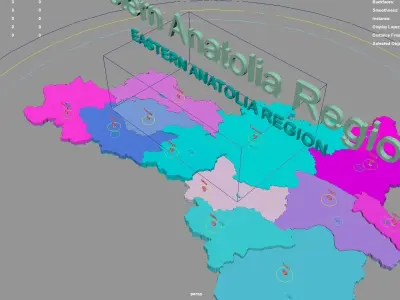 Eastern Anatolia Region  Turkey map region geography political 3D model