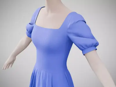 Dress 27 Very Light Blue Low-poly 3D model