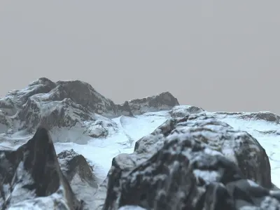 Rock Terrain under the Snow Low-poly 3D model