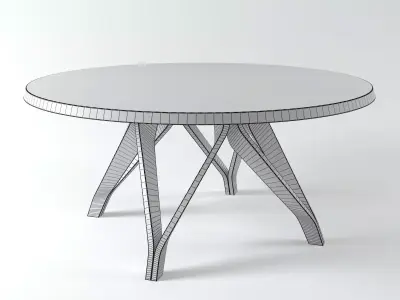 Wow round wooden table with metal legs 3D model