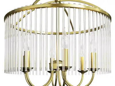 Round Chandelier Lighting Minimalist 6 Head Clear Crystal Low-poly 3D model