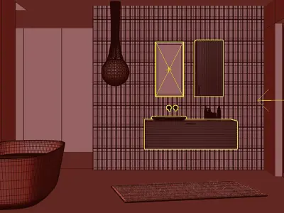 Black Minimalist Bathroom Interior Scene 3D model