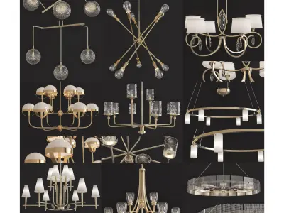 Chandeliers 3d models Collection 10 models Low-poly 3D model by 3dFront