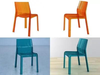 Frilly four plastic chairs 3D model