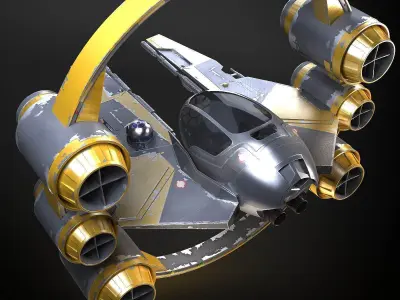 Jedi Starfighter Eta-2 with Hyperdrive Booster Ring 3D model