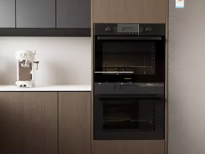 Modern U-Shaped Minimalist Kitchen 3D model