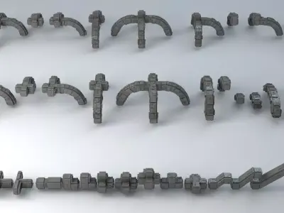 Sci-Fi Shapes - The Blocks Low-poly 3D model