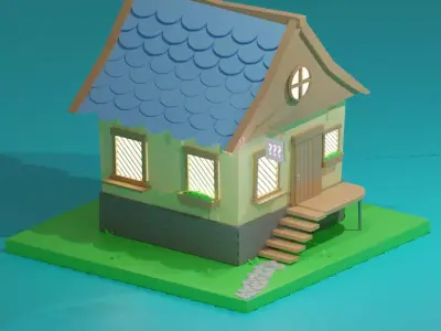 cute house low-poly game-ready Low-poly 3D model