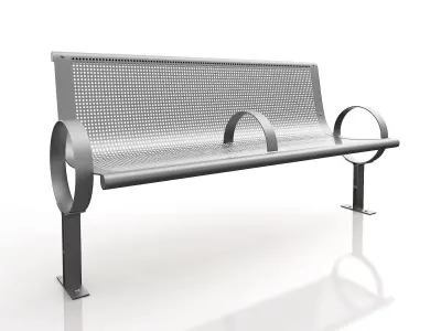 Park bench 3D model 4