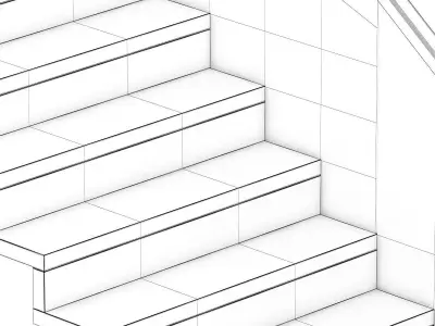 Wooden Stairs 5 3D model