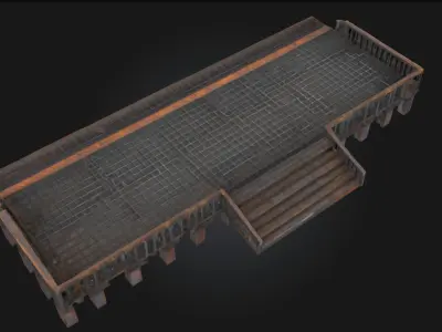 Rusty Metal Platform  Weathered Industrial Base 3D model