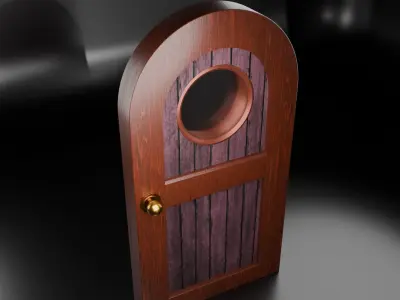 Red Wooden Door Low-poly 3D model