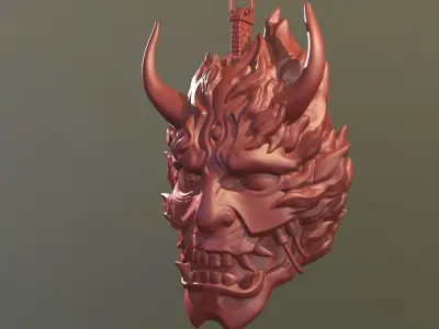 CyberDemon demon mask hanging from light bulb 3D print model