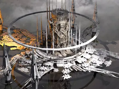 White Sci Fi Palace city Utopia  3D model
