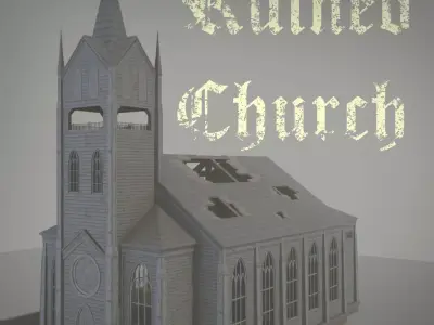Ruined Church Low-poly 3D model
