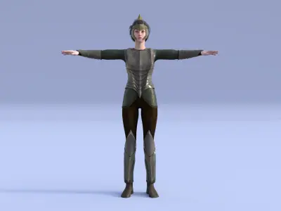 Elven Women Armor Outfit Rigged Low-poly 3D model