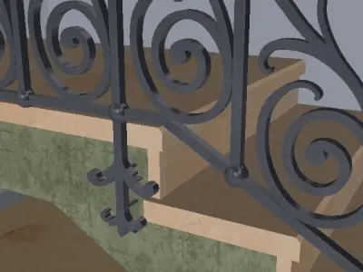 Wrought iron railing 3D model