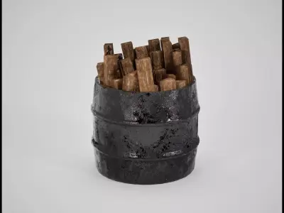 Tin Barrel  Game Ready 3D Asset Low-poly 3D model