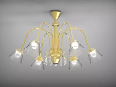 Chandelier gold and glass 3D model