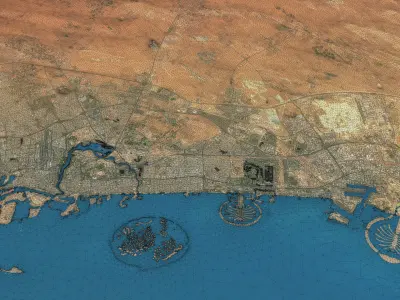 Dubai - Topography Terrain Low-poly 3D model
