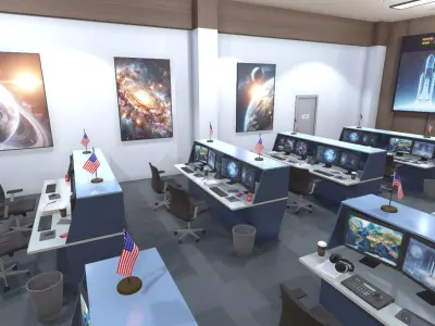 Mission Control Center Low-poly 3D model