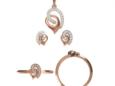 Light wt Ring Earrings Pendant set 3dm stl 1-render details 3D print model 16