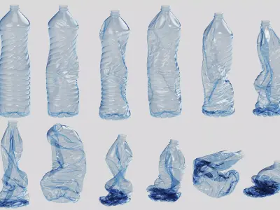 Crushed Plastic Bottle v5 3D model