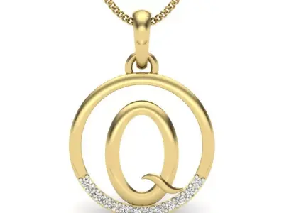 Initial Letter Pendant Q 3D print model
