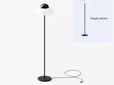 Floor lamp black and white Low-poly 3D model