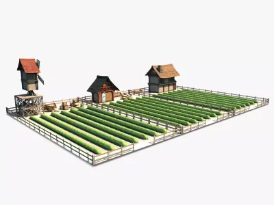 Farm 01 Low-poly 3D model