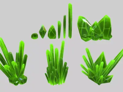 Crystal Set plant Low-poly 3D model