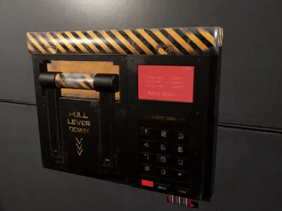Access Security Panel  Interactive Door Mechanism Low-poly 3D model
