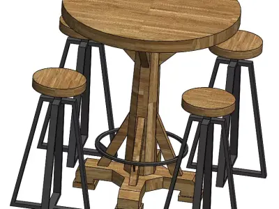 Bar Table  and Stools 3D model