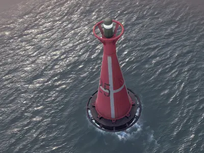 Buoy River RB-6-01 Right Danger Mark Low-poly 3D model